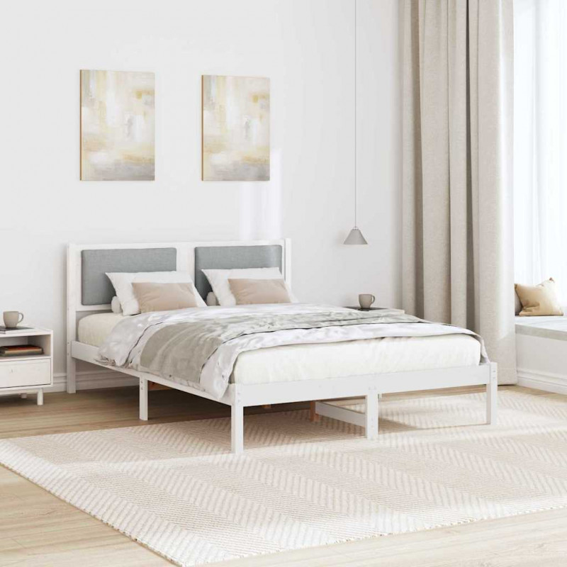 Ramka łóżka Jasnoszary 140 x 190 cm Lite drewno sosnowe