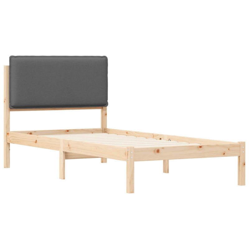 Ramka łóżka z tapicerowanym wezgłowiem Ciemnoszary 75 x 190 cm