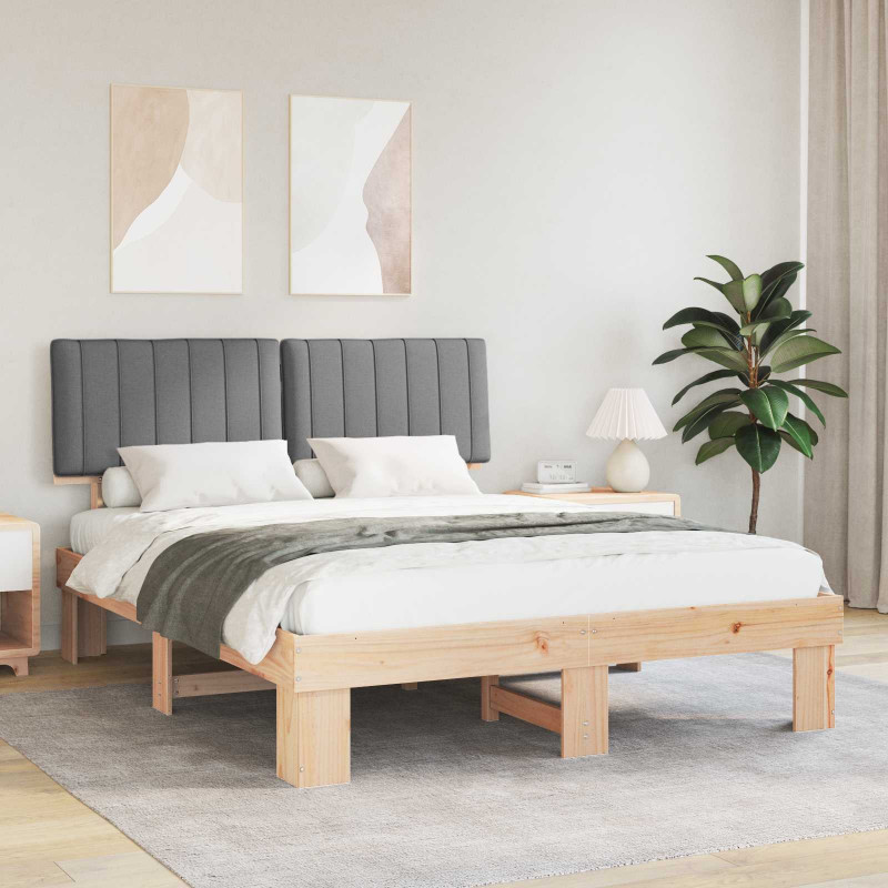 Ramka łóżka z tapicerowanym wezgłowiem Jasnoszary 160 x 200 cm