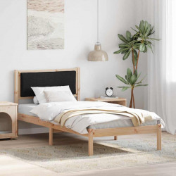 Ramka łóżka Z zagłówkiem Czarny 90 x 200 cm Lite drewno sosnowe