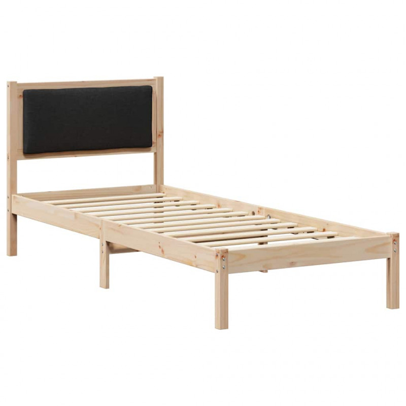 Ramka łóżka Z zagłówkiem Czarny 80 x 200 cm Lite drewno sosnowe