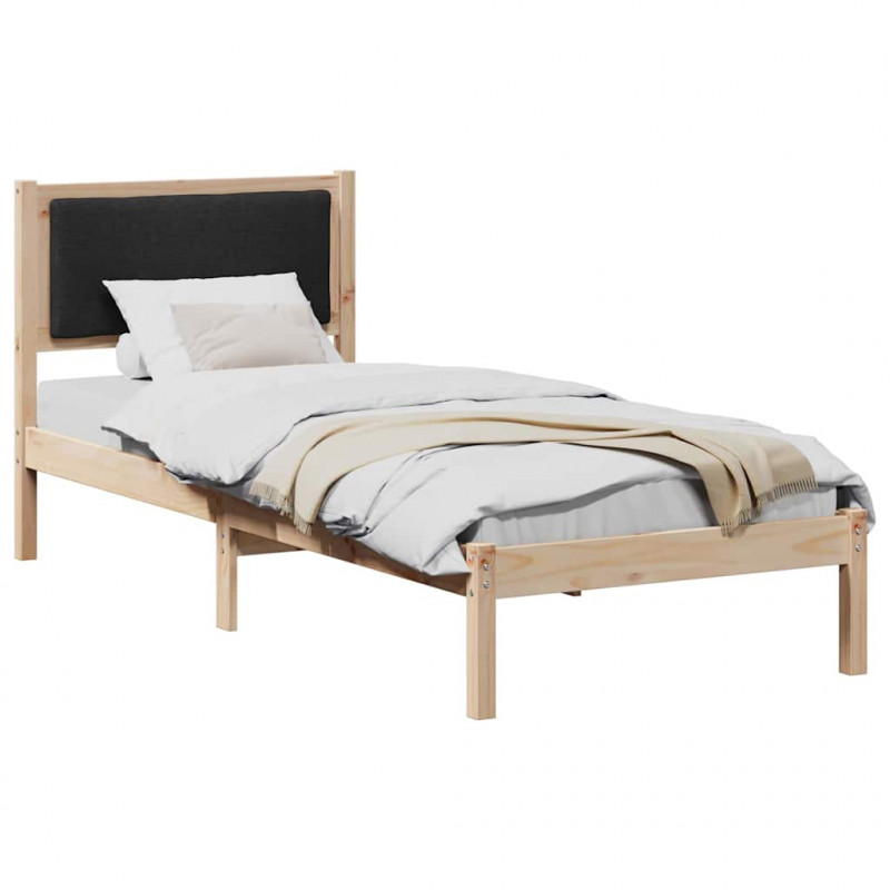 Ramka łóżka Z zagłówkiem Czarny 80 x 200 cm Lite drewno sosnowe