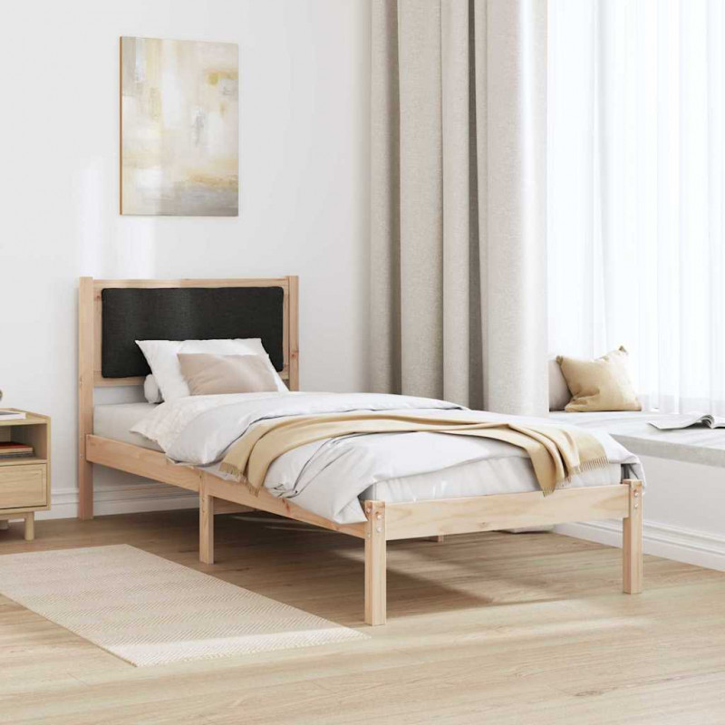 Ramka łóżka Z zagłówkiem Czarny 80 x 200 cm Lite drewno sosnowe
