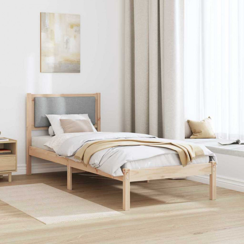 Ramka łóżka Jasnoszary 80 x 190 cm Lite drewno sosnowe