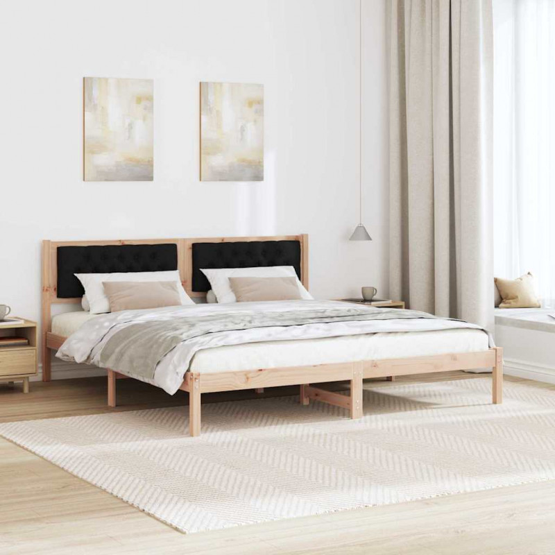 Ramka łóżka Czarny 160 x 200 cm Lite drewno sosnowe