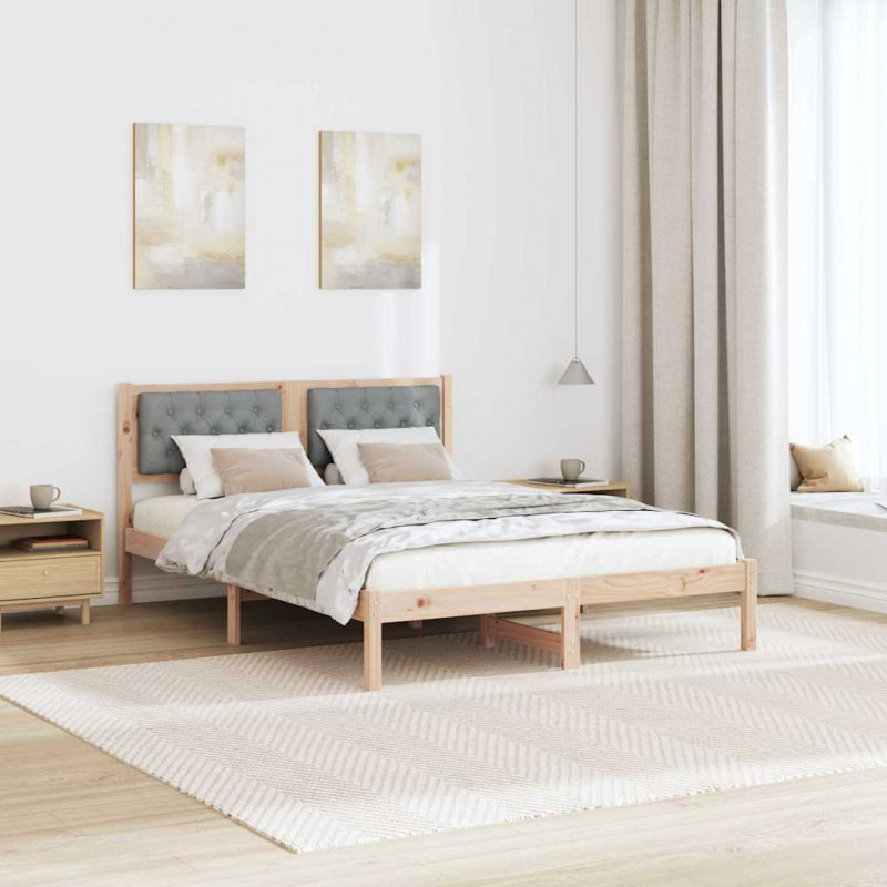 Ramka łóżka Jasnoszary 150 x 200 cm Lite drewno sosnowe