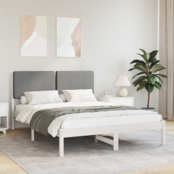 Ramka łóżka z tapicerowanym wezgłowiem Jasnoszary 140 x 200 cm