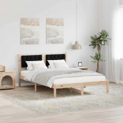 Ramka łóżka Czarny 150 x 200 cm Lite drewno sosnowe