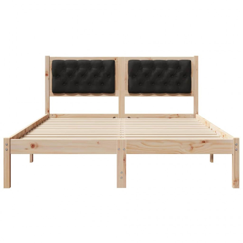 Ramka łóżka Czarny 150 x 200 cm Lite drewno sosnowe