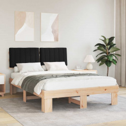 Ramka łóżka z tapicerowanym wezgłowiem Czarny 140 x 190 cm