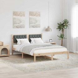 Ramka łóżka Ciemnoszary 140 x 190 cm Lite drewno sosnowe