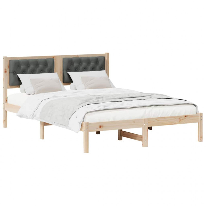 Ramka łóżka Ciemnoszary 140 x 190 cm Lite drewno sosnowe