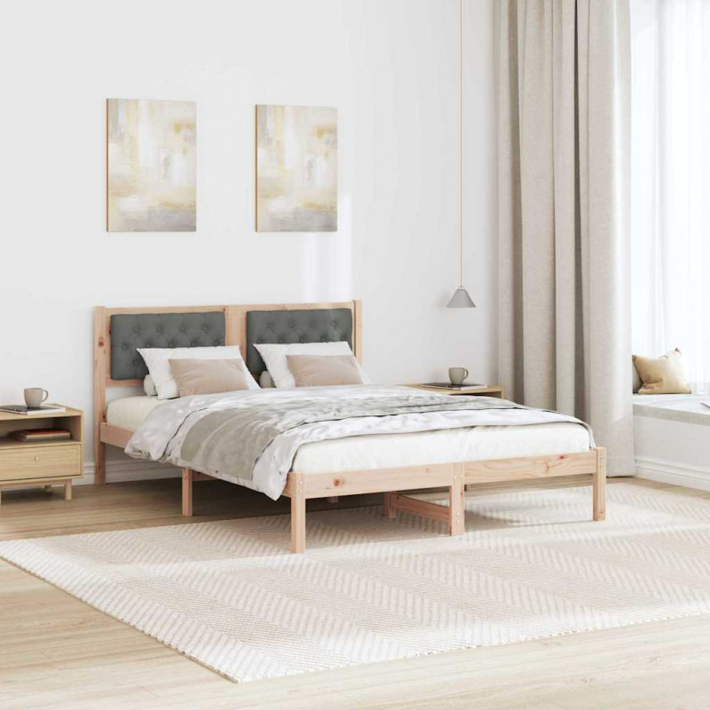 Ramka łóżka Ciemnoszary 140 x 190 cm Lite drewno sosnowe