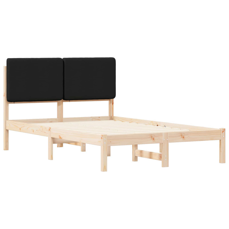 Ramka łóżka z tapicerowanym wezgłowiem Czarny 135 x 190 cm