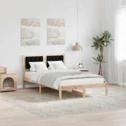 Ramka łóżka Czarny 135 x 190 cm Lite drewno sosnowe