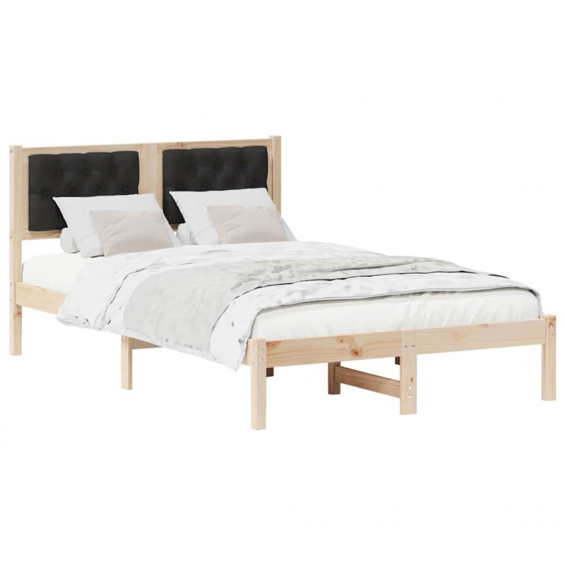 Ramka łóżka Czarny 135 x 190 cm Lite drewno sosnowe