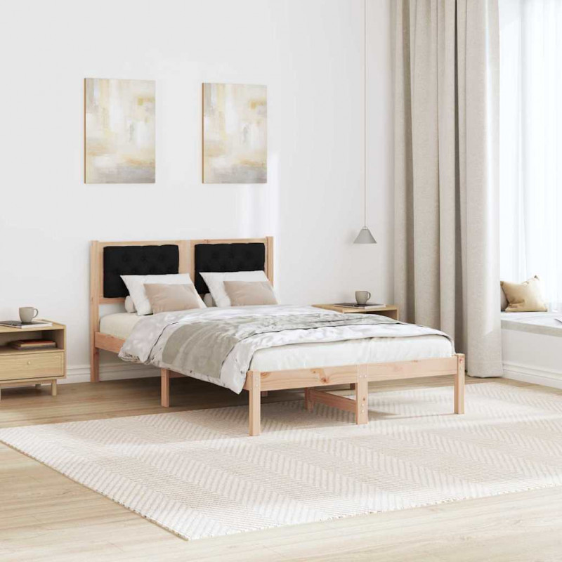 Ramka łóżka Czarny 135 x 190 cm Lite drewno sosnowe