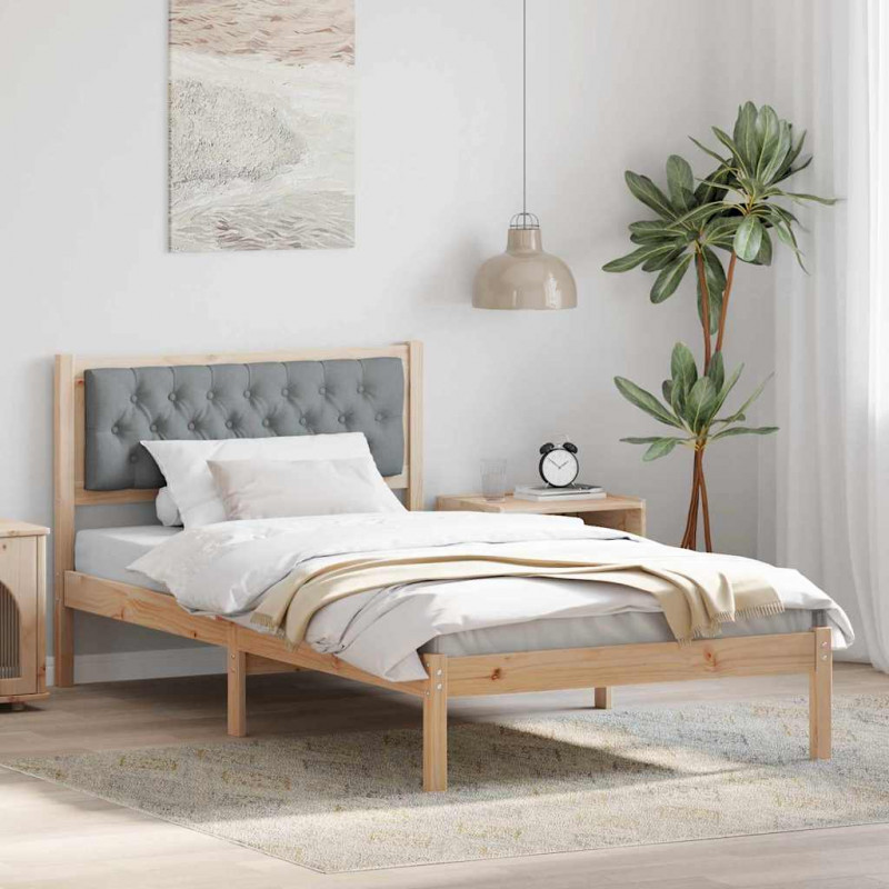 Ramka łóżka Jasnoszary 100 x 200 cm Lite drewno sosnowe