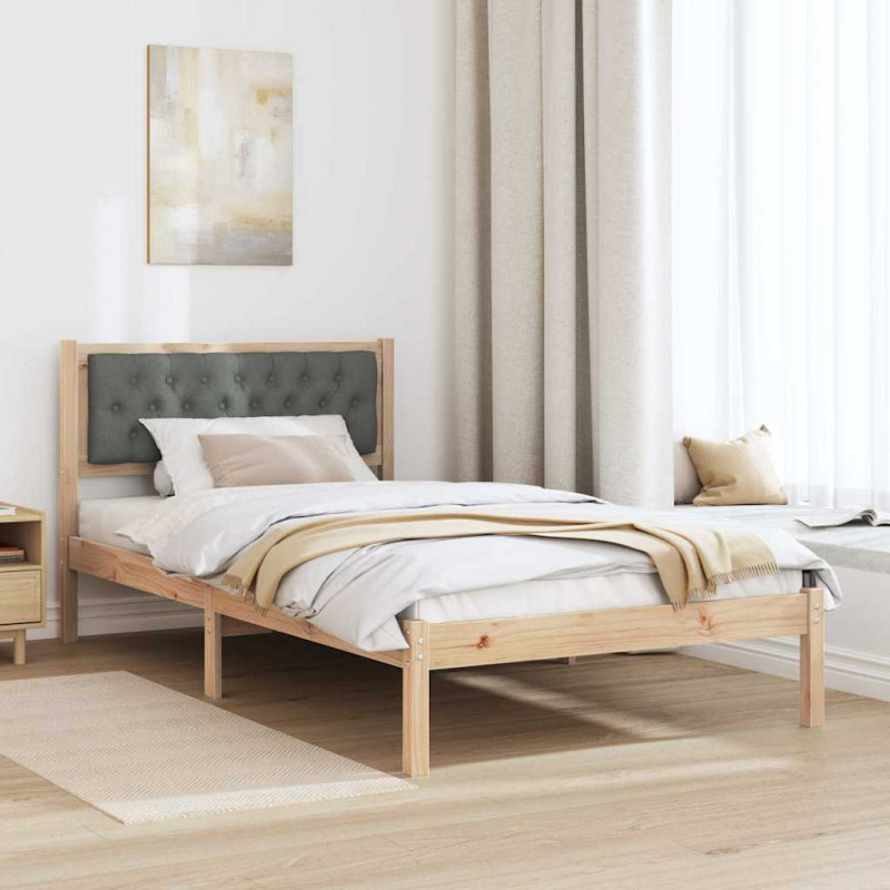 Ramka łóżka Ciemnoszary 100 x 200 cm Lite drewno sosnowe