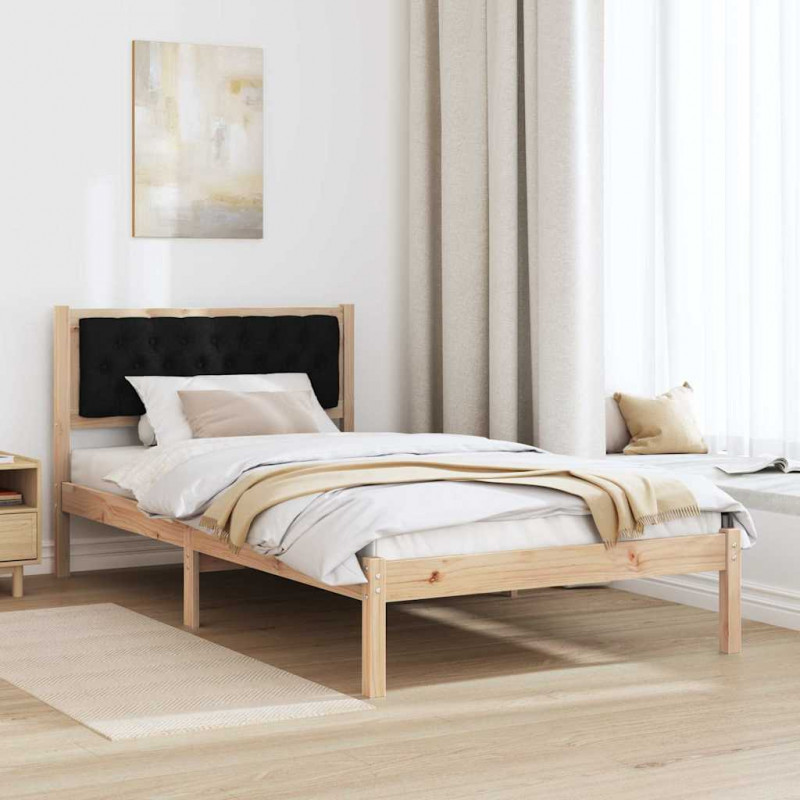 Ramka łóżka Czarny 100 x 200 cm Lite drewno sosnowe