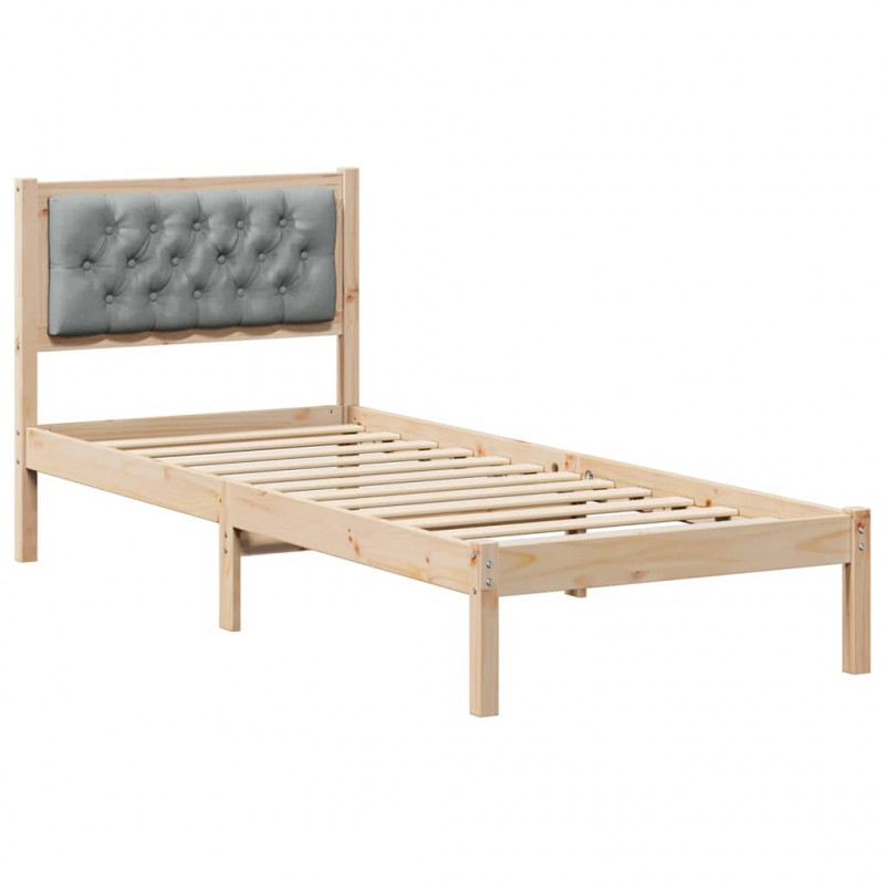 Ramka łóżka Jasnoszary 90 x 190 cm Lite drewno sosnowe