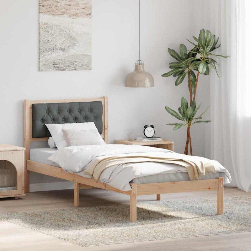Ramka łóżka Ciemnoszary 90 x 190 cm Lite drewno sosnowe