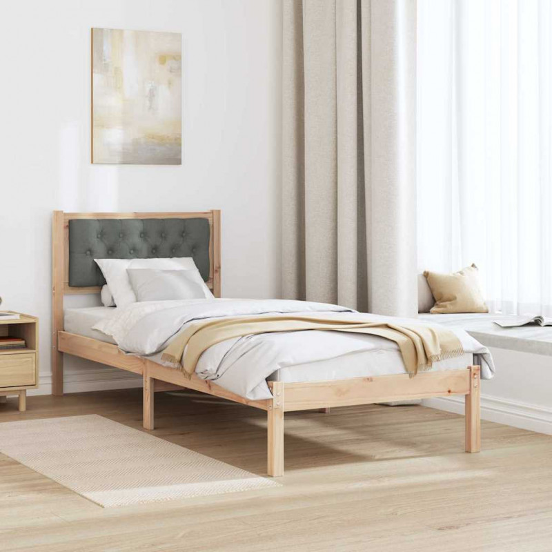Ramka łóżka Ciemnoszary 90 x 190 cm Lite drewno sosnowe
