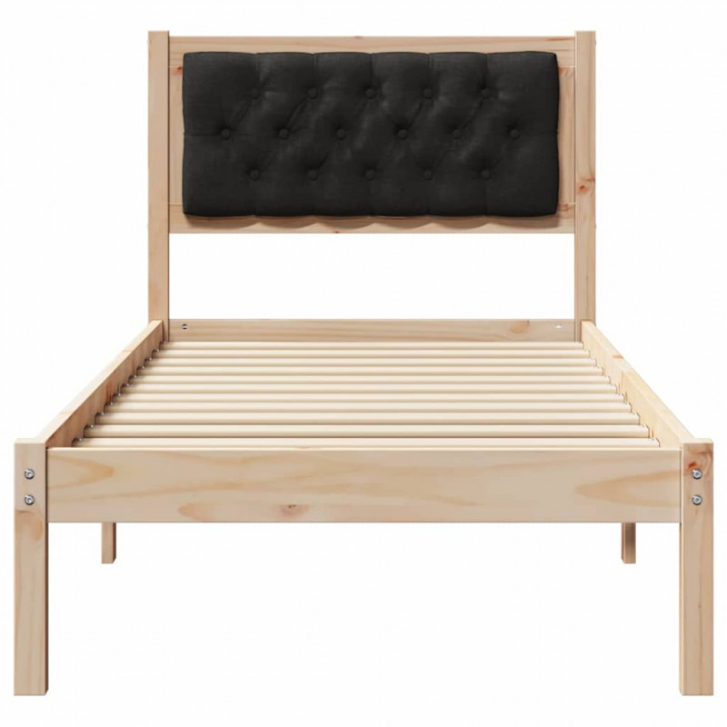 Ramka łóżka Z zagłówkiem Czarny 90 x 190 cm Lite drewno sosnowe
