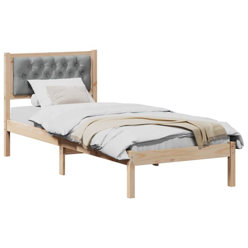Ramka łóżka Jasnoszary 75 x 190 cm Lite drewno sosnowe