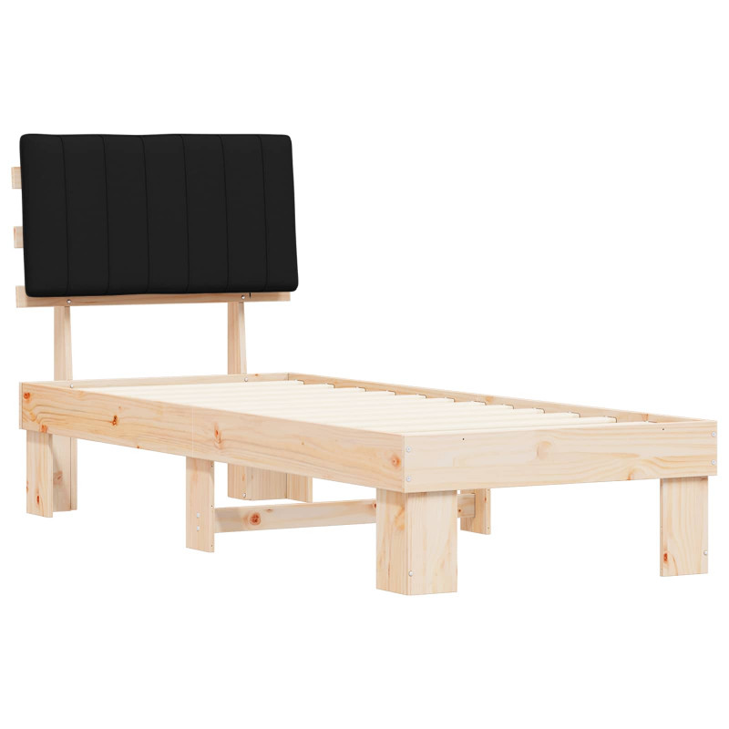 Ramka łóżka z tapicerowanym wezgłowiem Czarny 75 x 190 cm
