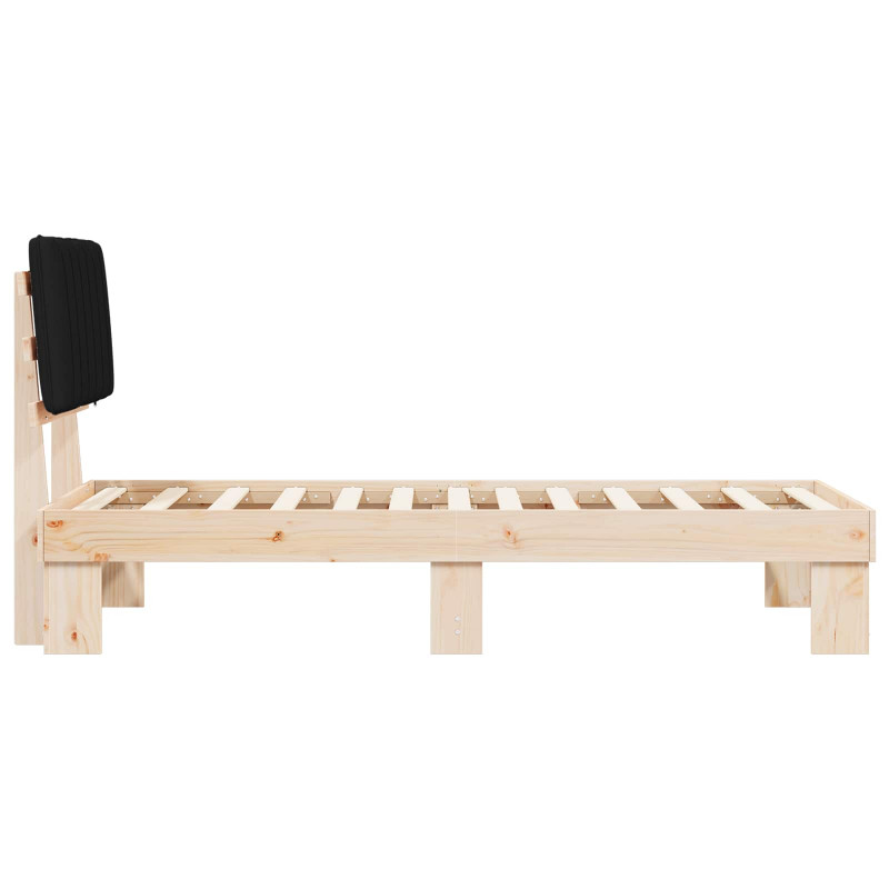 Ramka łóżka z tapicerowanym wezgłowiem Czarny 75 x 190 cm
