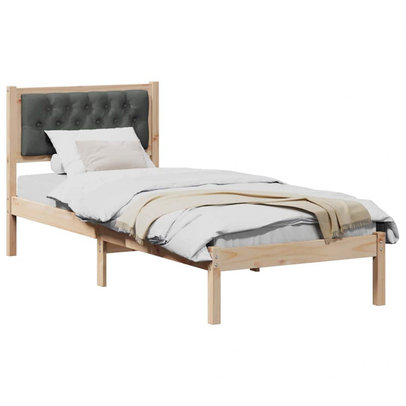Ramka łóżka Ciemnoszary 75 x 190 cm Lite drewno sosnowe