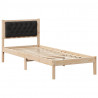 Ramka łóżka Z zagłówkiem Czarny 75 x 190 cm Lite drewno sosnowe