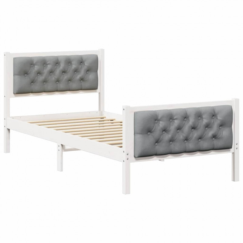Ramka łóżka Jasnoszary 90 x 200 cm Lite drewno sosnowe