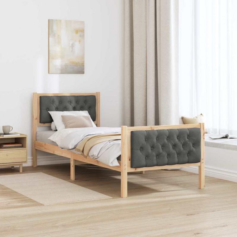 Ramka łóżka Ciemnoszary 80 x 200 cm Lite drewno sosnowe