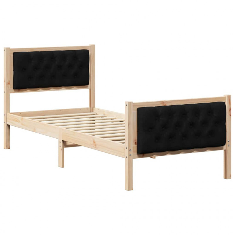 Ramka łóżka Z zagłówkiem Czarny 80 x 200 cm Lite drewno sosnowe