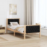 Ramka łóżka Z zagłówkiem Czarny 80 x 200 cm Lite drewno sosnowe