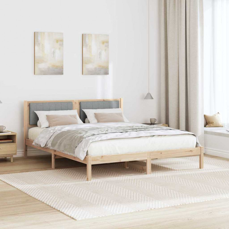 Ramka łóżka z tapicerowanym wezgłowiem Jasnoszary 150 x 200 cm