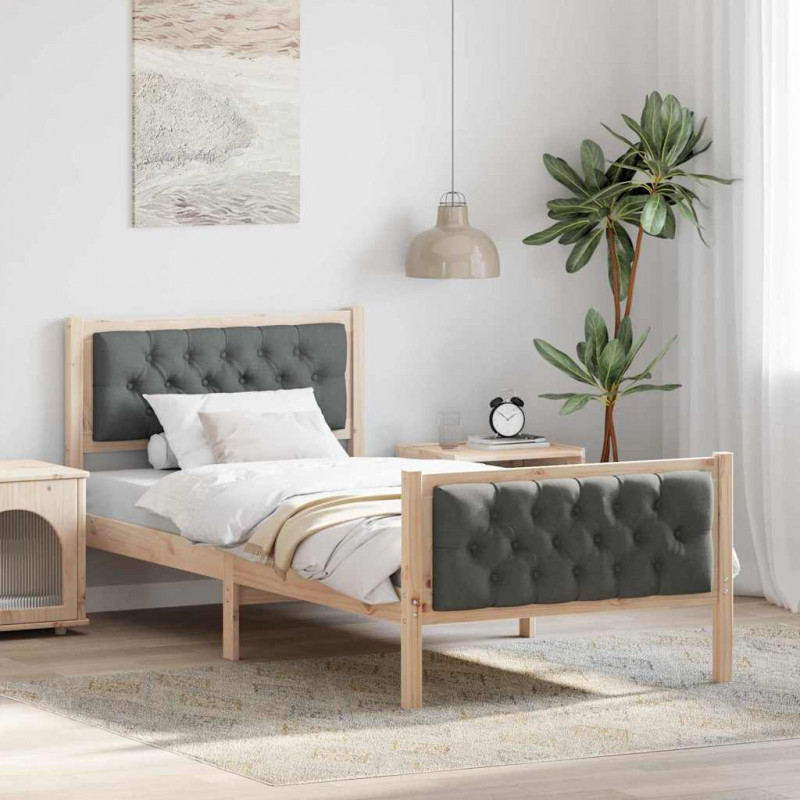 Ramka łóżka Ciemnoszary 90 x 190 cm Lite drewno sosnowe