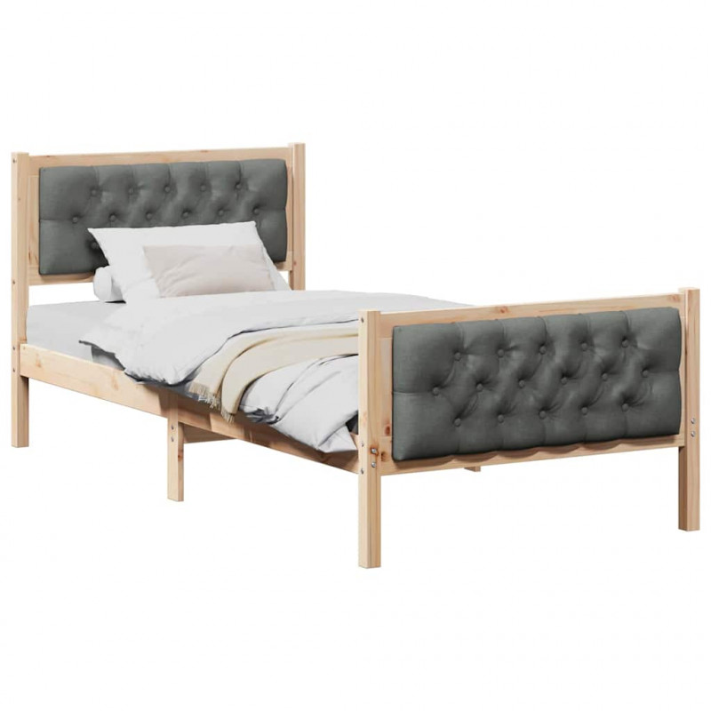 Ramka łóżka Ciemnoszary 90 x 190 cm Lite drewno sosnowe