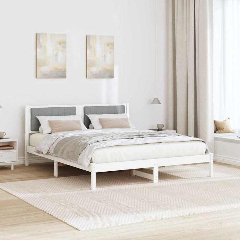Ramka łóżka z tapicerowanym wezgłowiem Jasnoszary 150 x 200 cm