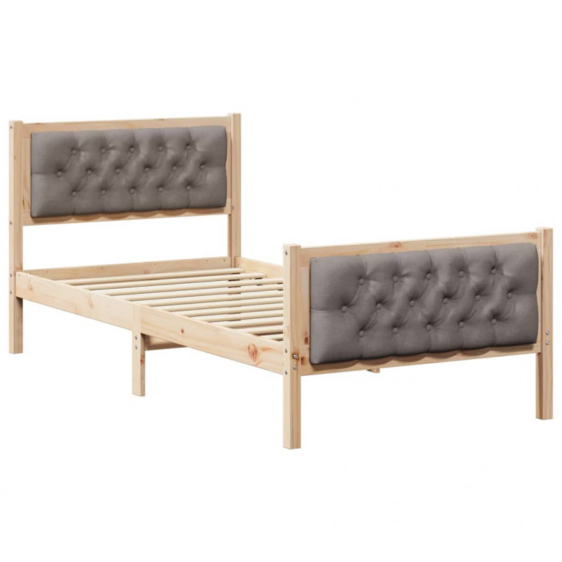 Ramka łóżka Ciemnoszary 90 x 190 cm Lite drewno sosnowe