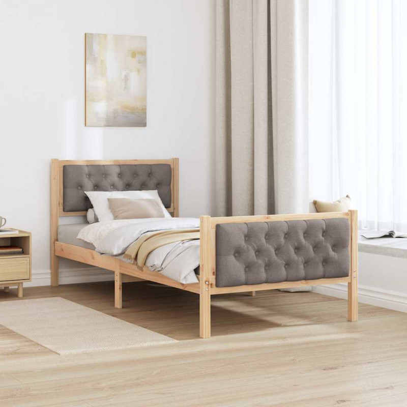 Ramka łóżka Ciemnoszary 90 x 190 cm Lite drewno sosnowe