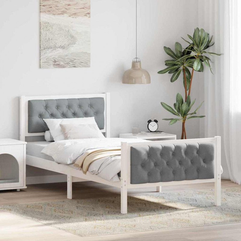 Ramka łóżka Jasnoszary 90 x 190 cm Lite drewno sosnowe