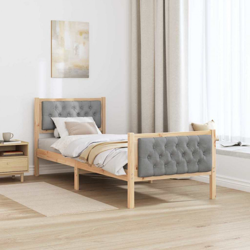 Ramka łóżka Jasnoszary 75 x 190 cm Lite drewno sosnowe