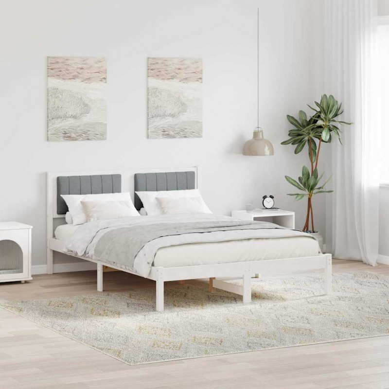 Ramka łóżka z tapicerowanym wezgłowiem Jasnoszary 140 x 200 cm