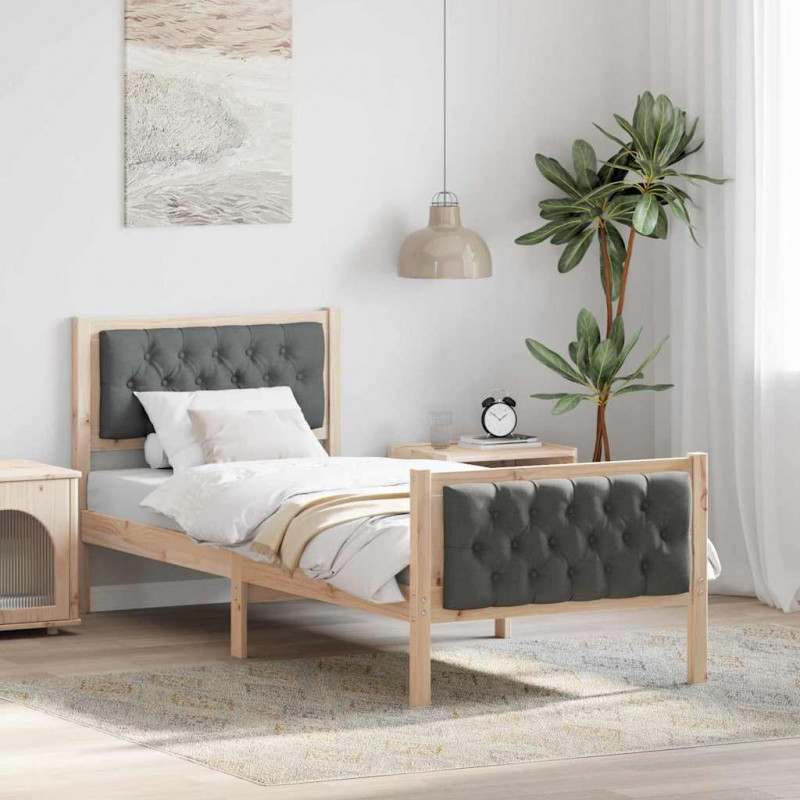 Ramka łóżka Ciemnoszary 75 x 190 cm Lite drewno sosnowe