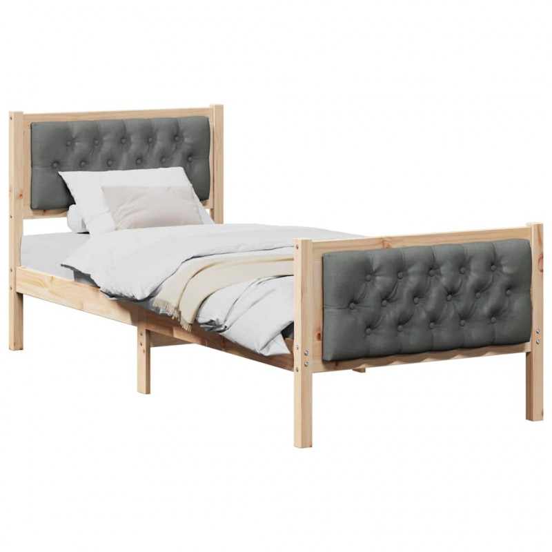 Ramka łóżka Ciemnoszary 75 x 190 cm Lite drewno sosnowe