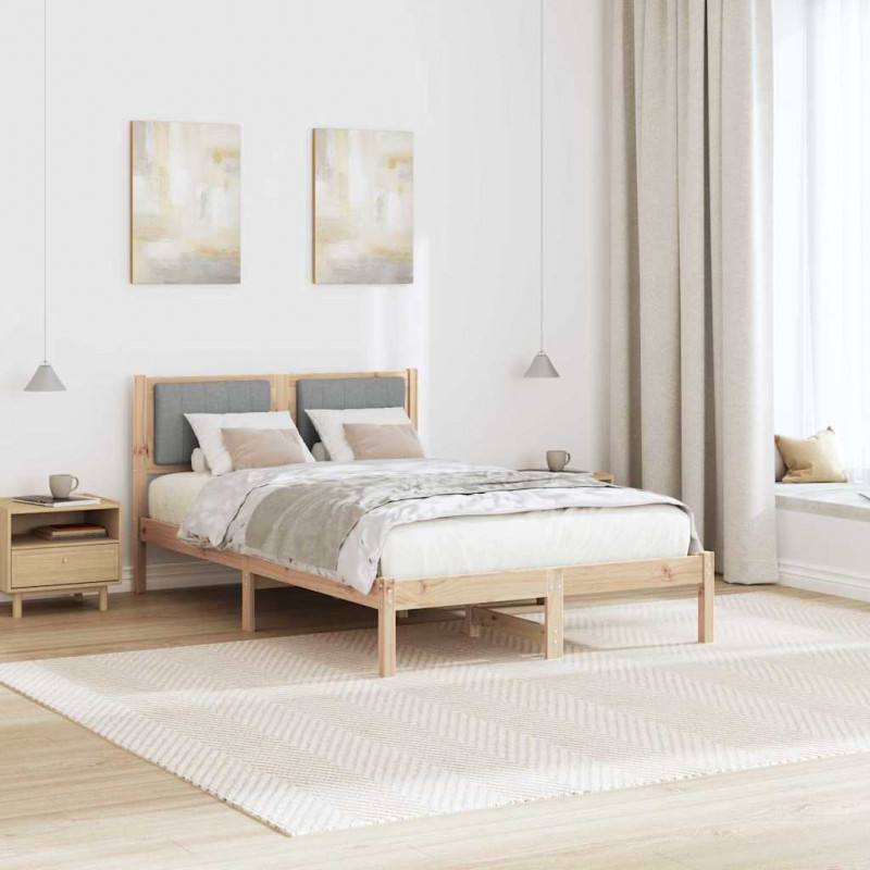 Ramka łóżka z tapicerowanym wezgłowiem Jasnoszary 120 x 200 cm