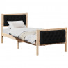 Ramka łóżka Z zagłówkiem Czarny 75 x 190 cm Lite drewno sosnowe